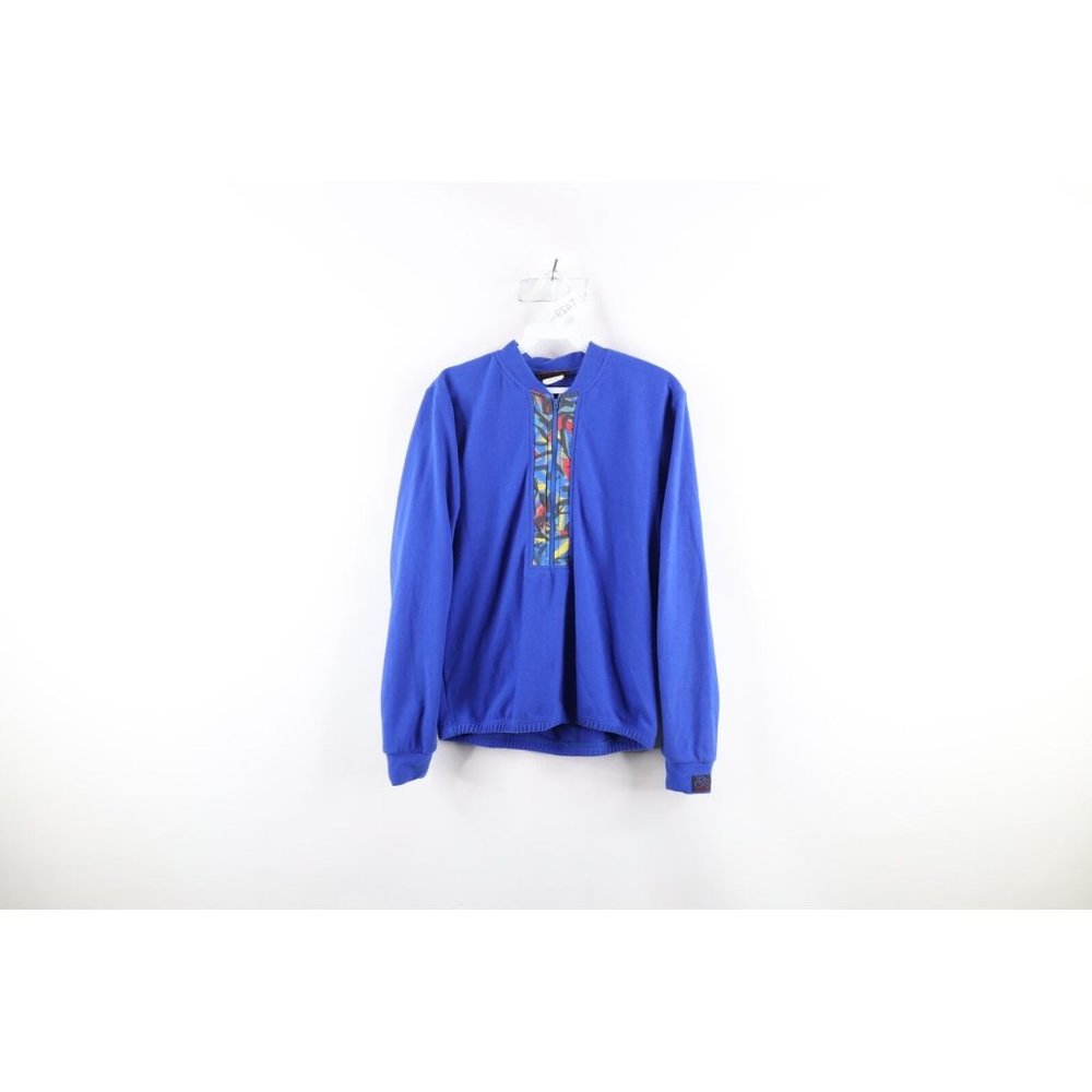 Vtg 90s Nashbar Womens Medium Rainbow Fleece Bicycle Cycling Jersey Sweater USA